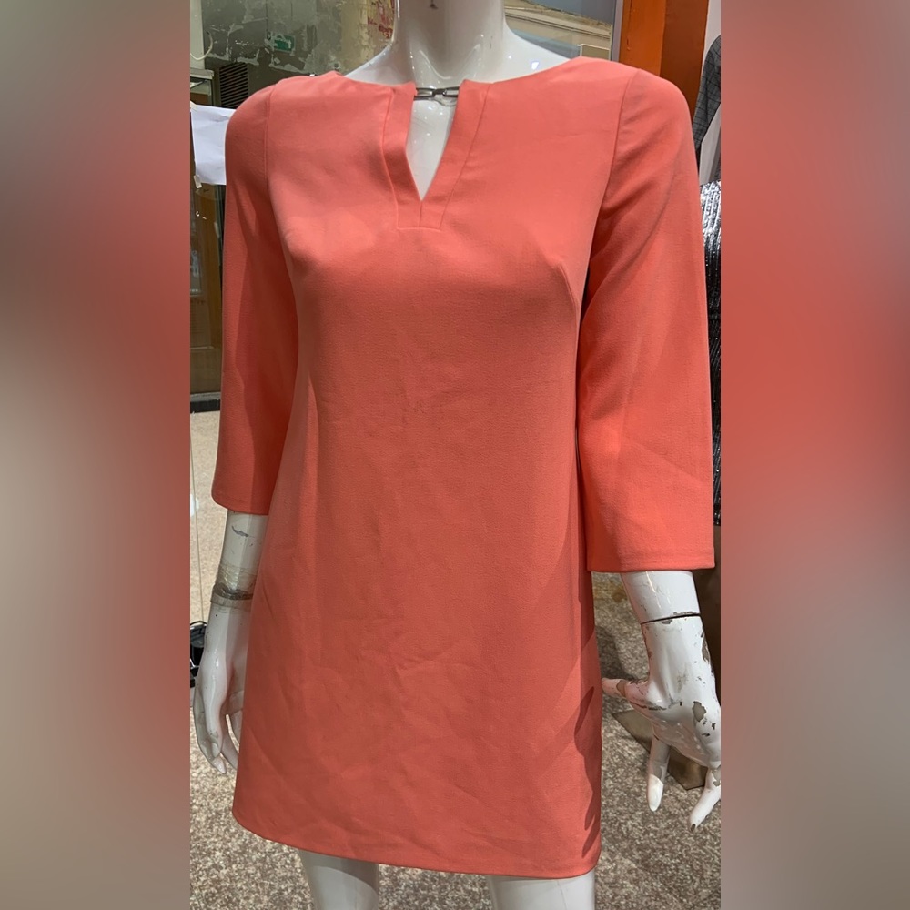NWT Adrianna Papell three quarter sleeves Peach shift mini dress size 4…